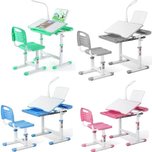 Escritorio para niños Escritorio para estudiantes Mesa y silla para niños LED Altura ajustable - Imagen 1 de 22