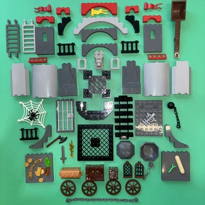 LEGO Castle Parts Lot Gray Black Pieces Turret Wall Window Flags Weapons MOC 2 - Image 1 of 4
