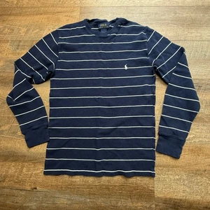 Polo Ralph Lauren Hemd Herren mittelblau Thermo Langarm Rundhals Waffelstrick - Bild 1 von 8