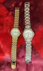 Lot Of 2 DMQ cz Ladies Wristwatches - 1 Silver Tone & 1 Gold Tone - Picture 1 of 7