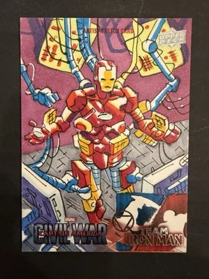 2016 Marvel Captain America Civil War 1/1 Artist Sketch Ironman Upper Deck - Image 1 of 2