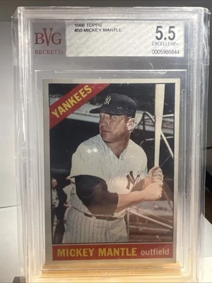 BVG - 1966 Topps - #50 - Mickey Mantle - BVG 5,5 - EX+ Foto 1 de 2