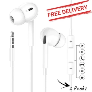 Auriculares con conector de 2 piezas de 3,5 mm con cable Auriculares blancos genuinos OEM manos libres con micrófono - Imagen 1 de 8