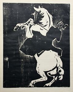 Walther Klemm (1883-1957), signierter Holzschnitt, "Die Zirkusreiterin", um 1910