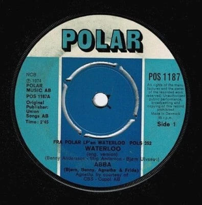 ABBA Waterloo Vinyl Record Single 7 Inch Danish Polar 1974 Agnetha Faltskog Pop - Image 1 of 2