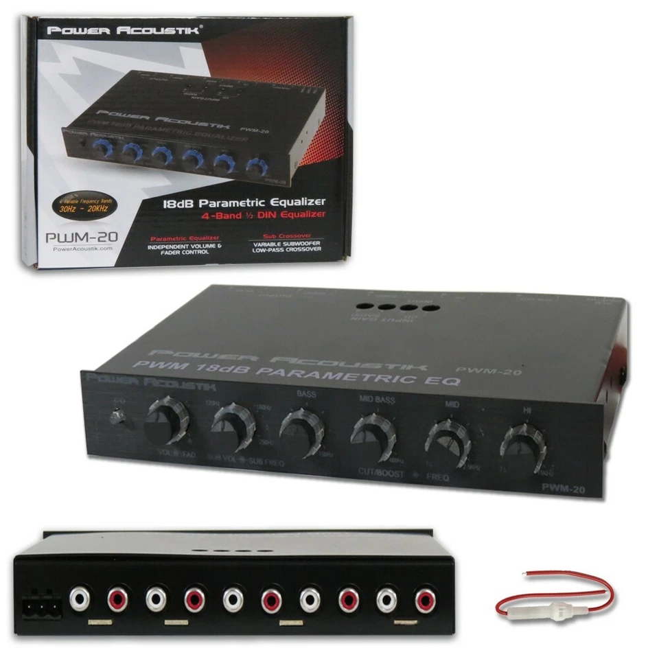 Power Acoustik PWM-20 Car 4band Parametric Equalizer W/ Sub Electronic Crossover - Image 1 of 1