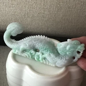 89,3 grüne Jadeit Jade geschnitzte Drache Display Statue - Bild 1 von 6
