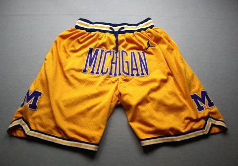 Just Don Michigan Wolverines Shorts Mens Large Yellow Basketball Pockets Jordan Cover