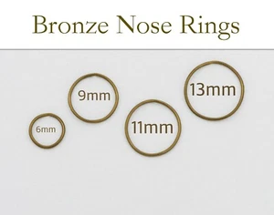 Bronze Nose Ring, Size Options, Tiny Nose Hoop, Subtle Nose Hoop, Nose Hoops - Picture 1 of 9