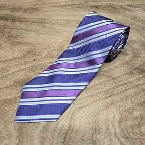 Corbata Ermenegildo Zegna mezcla seda púrpura/gris a rayas diagonales - Imagen 1 de 8
