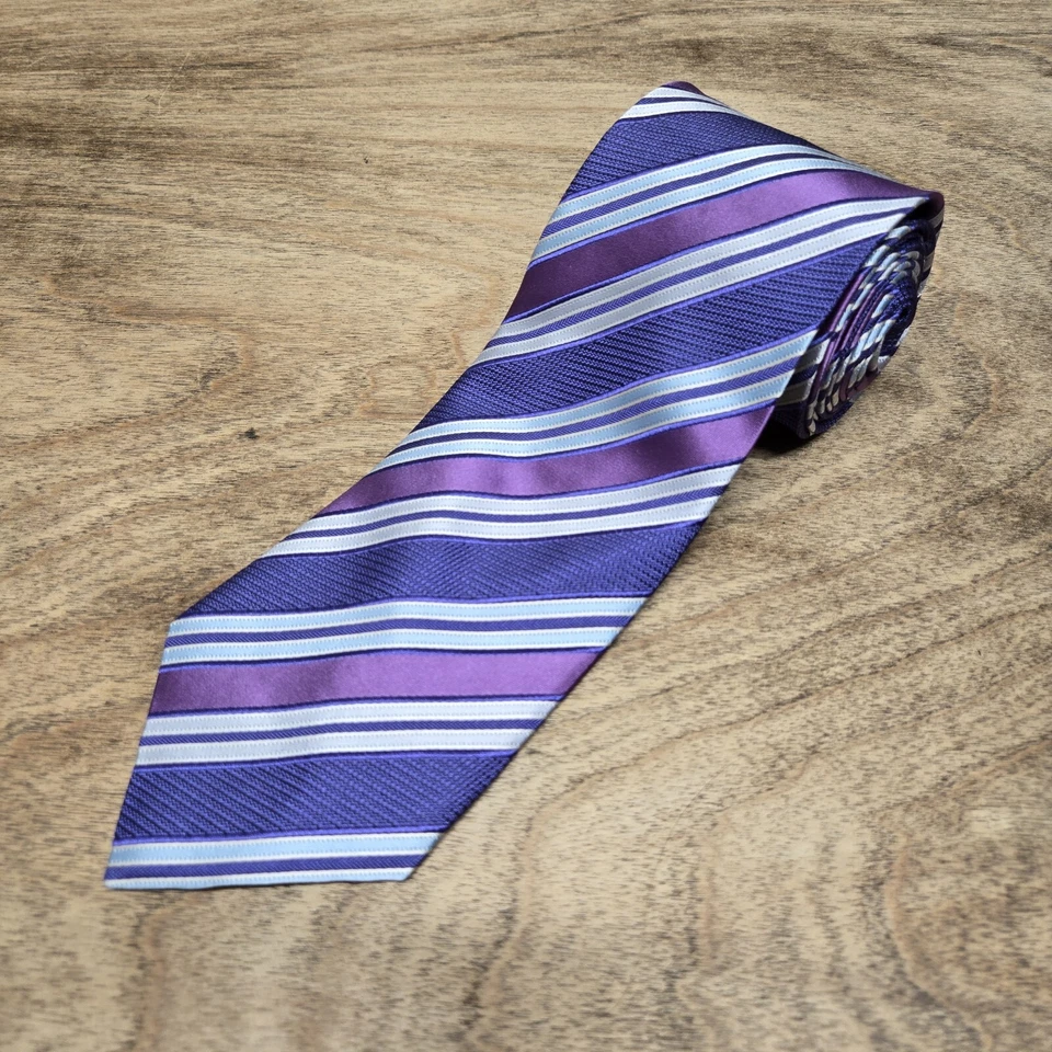 Corbata Ermenegildo Zegna mezcla seda púrpura/gris a rayas diagonales Foto 1 de 4