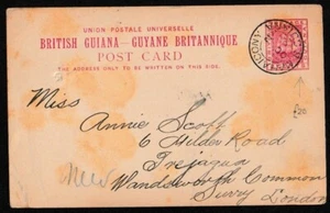 British Guiana 1890 2c rose postal card used Georgetown - Picture 1 of 2