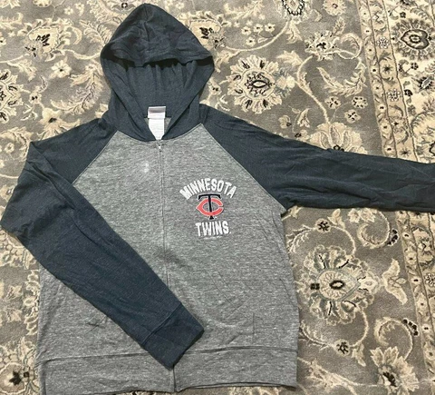 Womens Minnesota Twins GENERAL MERCHANDISE  Gray Logo Hoodie Full Zip Jacket-L Cover