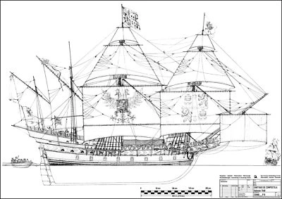 SANTYAGO DE COMPOSTELA (1540). Galeone. Modellbauplan - Bild 1 von 4