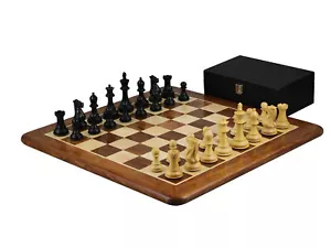 Sheesham Schachspiel mit flachem Sheesham Schachbrett 20 Zoll und ebonisiertem Morphy Pr - Bild 1 von 12
