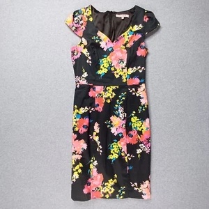 Review Dress Womens 10 Black Floral Pencil Formal Colourful Cocktail Party - Picture 1 of 13