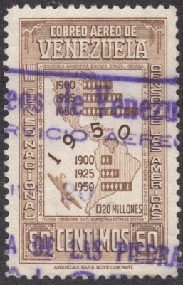 1950- Venezuela SC#  C307 - F - Census Type of 1950 - Used - Image 1 of 2
