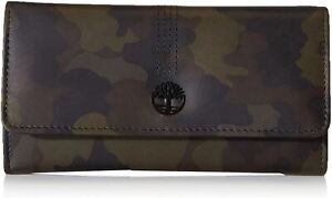 Timberland Women's Leather RFID Flap Wallet Clutch Organizer Olive Camo