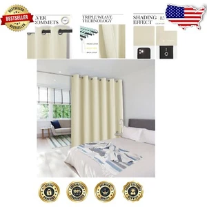 Versatile Beige Partition Curtain - Soundproof, Blackout, 10ft x 9ft Fabric - Picture 1 of 11