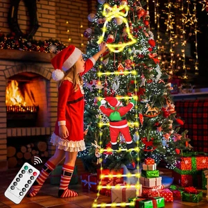 Weihnachtsmann auf Leiter LED 160 cm Leiter Lichterkette Weihnachtsbeleuchtung - Bild 1 von 8