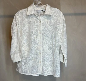 Kim Rogers Petite Womens Cream/ivory Button Up Sheer Shirt/blouse/Top|Size: (PS) - Picture 1 of 24