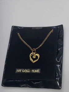 Vintage Estate 14K Gold Tone Heart 18” Necklace Made In Korea - Picture 1 of 4