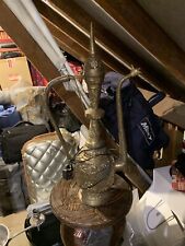 Oversized Moorish Middle Eastern brass ewer converted into a lamp