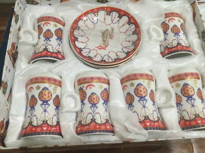 Juego de té turco Arwad Mr Kitchen de cerámica de 12 piezas Ramadán globos de colores dorados Foto 1 de 4