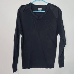 Suéter de uniforme A Cut Above para hombre XL negro tejido trabajo equipo charretera correas - Imagen 1 de 10