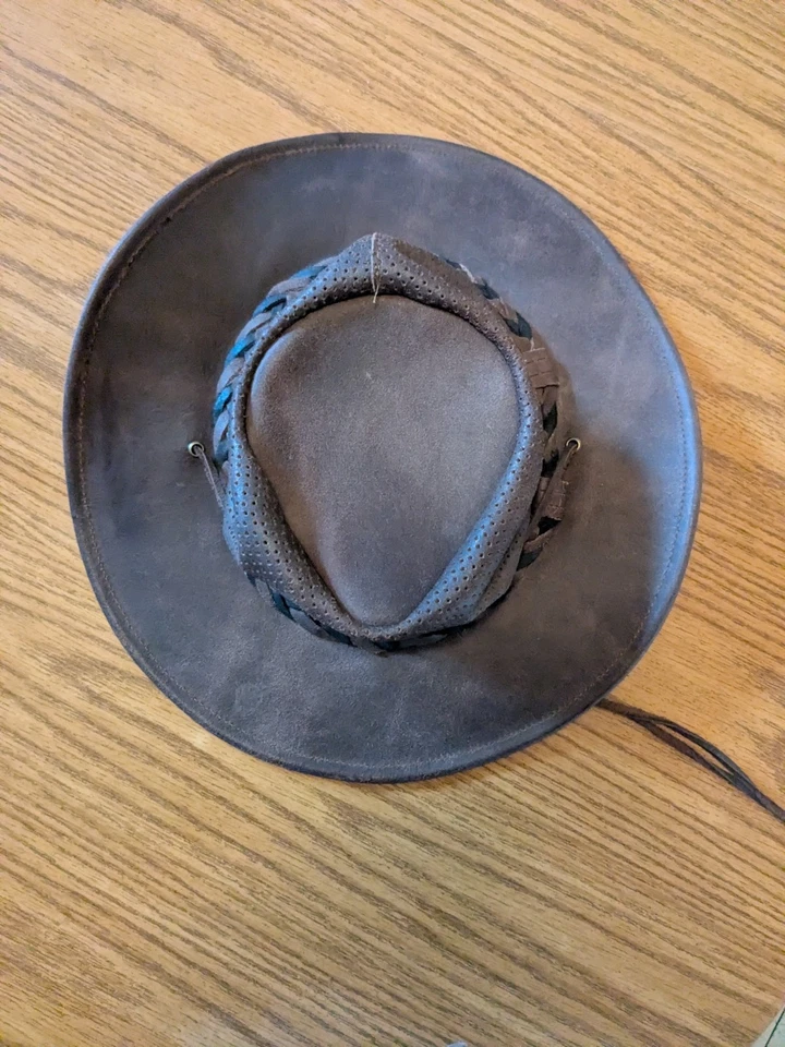 Unisex Minnetonka Cuero Outback Western Sombrero Talla Med Cuero Negro Sombrero de Vaquero  Foto 1 de 3