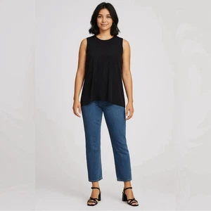 Blusa Top Camisa Túnica 100% Seda Negra Talla Pequeña Sin Mangas Theory Tranquila Lujo - Imagen 1 de 13