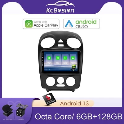 6G+128GB Android 13 Autoradio Carplay GPS Per VW NEW Beetle 2001-2010 DAB+WIFI - Immagine 1 di 4