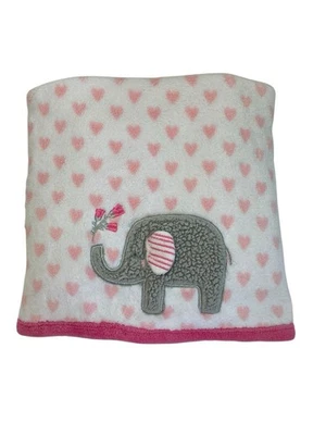 Manta bebé elefante corazones flores rosa 29 x 38 elección de los padres Foto 1 de 4