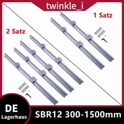 2/4x SBR12 Linearführung Gleitschiene+4/8xLinearblock SBR12UU Set CNC 3D-Drucker - Bild 1 von 4