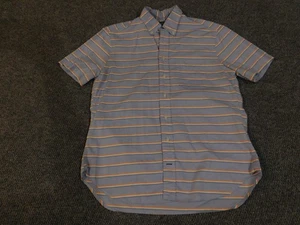 Gitman Bros Vintage Shirt Mens Large Blue Orange Stripe Button Down Made USA - Picture 1 of 15