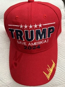 TRUMP 2024 SAVE AMERICA GOLF BASEBALL HAT RED REPUBLICAN SIGNATURE GOP NEW MAGA - Picture 1 of 15