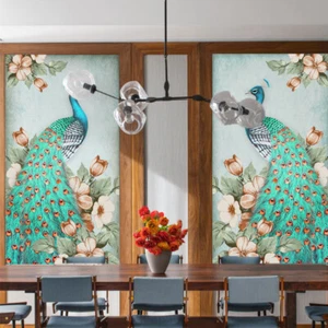 3D Peacock Static Cling Window Film Frosted Opaque Glass Sticker Home Adornment - Picture 1 of 16