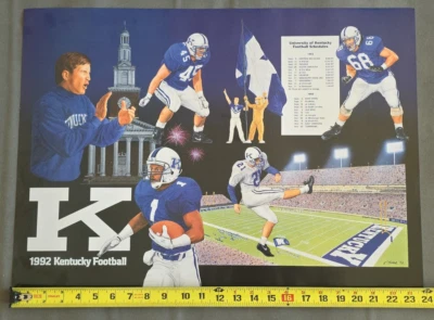 1992 UK Kentucky Wildcat Football Schedule Poster Print Picture K Modak - Image 1 of 4