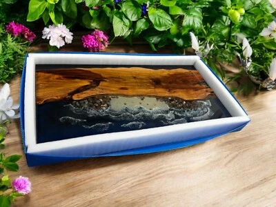 Ocean Wave Epoxy Dining Table, Center Table, River Table Tops, Modern Furniture - Image 1 of 4
