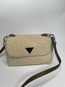 Guess? Sherpa Tunney Flap Bag Crossbody/Shoulder Bag - Cream - NWT - Picture 1 of 4