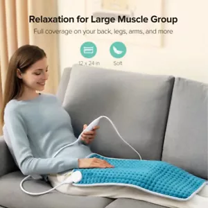 Electric Heated Pad 12x24 Inch Heating blanket for Back Pain Heat Throw - Picture 1 of 8