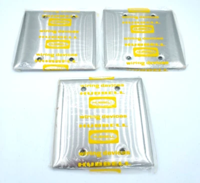 *Pacote com 3* Hubbell SS23 2-Gang placa de parede em branco 302 aço inoxidável com parafusos - Imagem 1 de 3