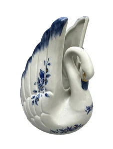 Swan Candy Dish Porcelain Blue White Gold Trinket Dish Figurine - Picture 1 of 11