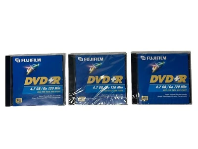 New/Sealed - 3 PACK Fujifilm DVD-R 4.7 GB 120 Min Data & Video 4x Recordable Lot - Image 1 of 4