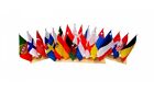 "Euro 2020 2021 Sockel Tischflagge Pack - 24 Nationen, 3 Sockel, 8 Löcher - 9"" x 6" 