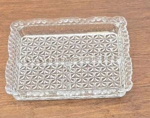 Vintage quadratische 3-teilige Glas Relish Schale Rautenmuster - Top Zustand - Bild 1 von 3