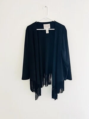 American Rag Vegan Suede Leather Southwest Fringe Open Sweater Cardigan 2XL - Image 1 of 4