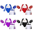 Girls Dance Leotard Long Sleeve Cheerleading Outfits Patchwork Uniform Stage