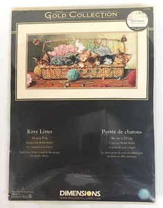 Dimensions Gold Collection Kitty Litter Counted Cross Stitch Kit 35184 New  - Picture 1 of 6
