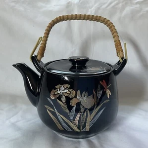 vintage japanese black and gold teapot ceramic - Picture 1 of 3